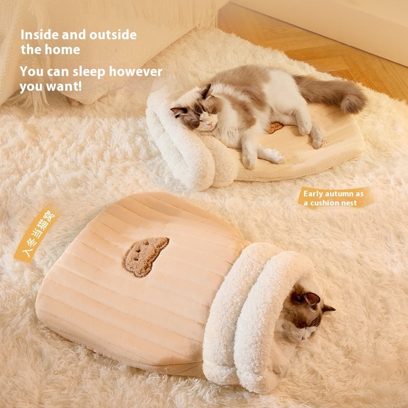 Cozy Cave Cat Cave Bed – Warm Enclosed Sleeping Nest