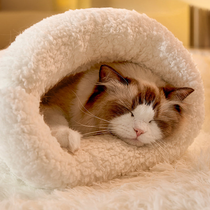 Cozy Cave Cat Cave Bed – Warm Enclosed Sleeping Nest