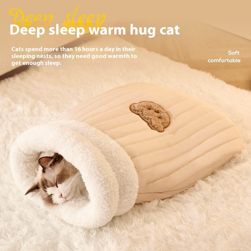 Cozy Cave Cat Cave Bed – Warm Enclosed Sleeping Nest