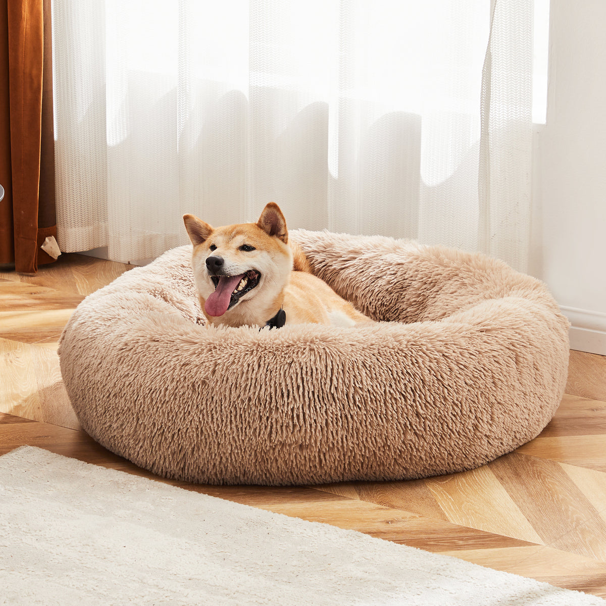 CozyNest Calming Plush Dog Bed – Anti-Anxiety, Washable & Ultra Soft
