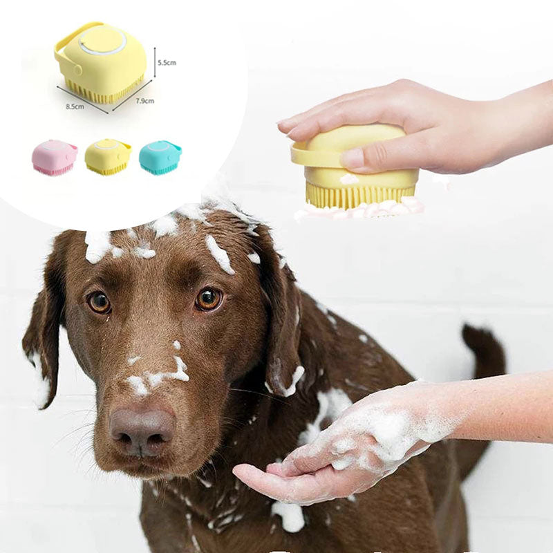 Silicone Pet Bath Brush – Shampoo Dispensing Grooming Tool